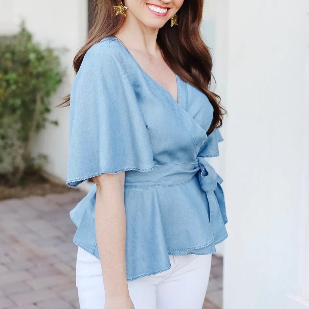 Loft Chambray Wrap top